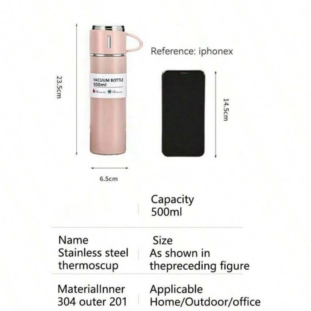 1 Set Stainless Steel Thermal Cup, Double Layer Leakproof Insulated Water Bottle - Picture 7 of 15